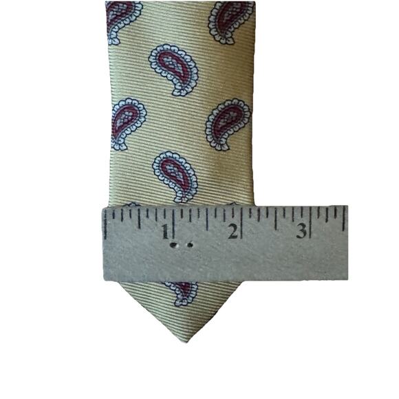 Polo By Ralph Lauren Tie Yellow Paisley Designer Tie Career Office VTG Job - Picture 3 of 5